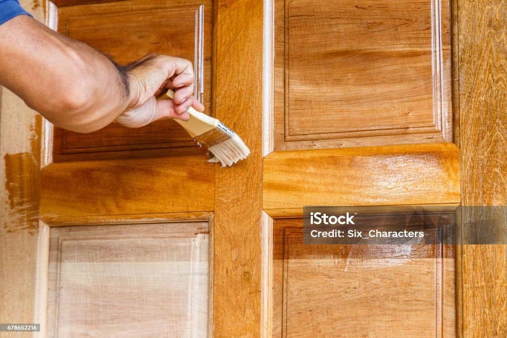 Water based polyurethane coating on wood surface